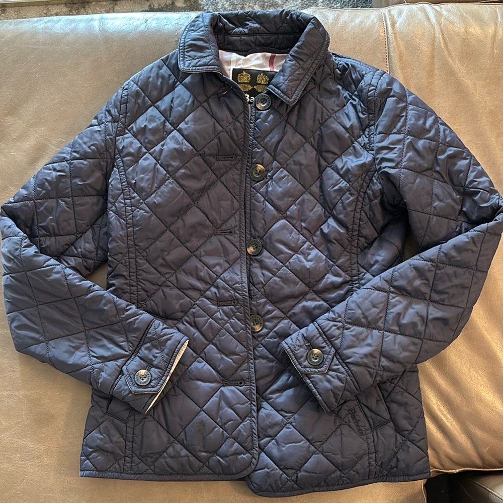 Barbour jacket in navy. Size 4. Very good condition